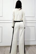 Compleu tetra cu lana Thalos, bluza si pantaloni lejeri, Alb, Marime S/M - imagine 2