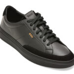 Pantofi sport Barbati BOSS negri, 8536, din piele naturala