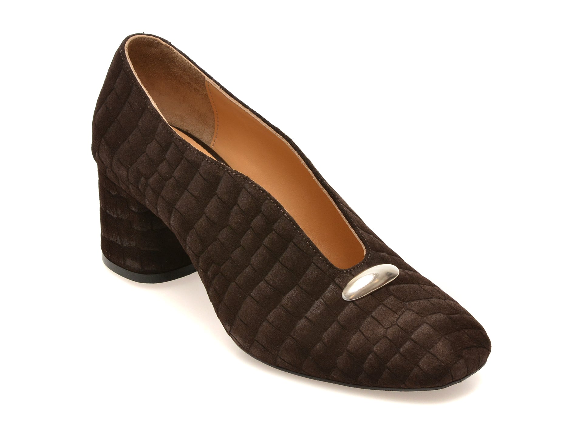 e2397697b0451fe021f6128268abc06099fe409153a8993ba594f64d8755aa68 Pantofi eleganti femei EPICA maro, 3671872, din piele intoarsa - imagine 1