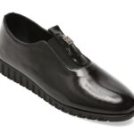 Pantofi casual Femei IMAGE negri, 144002, din piele naturala lacuita
