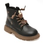 Ghete Fete SELECTION KIDS negre, 50028, din piele naturala