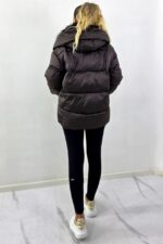 Geaca groasa de fas, SoReal, asimetrica, cu guler din blana eco, MARO - imagine 2