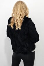 Haina de dama Lea Bliss din blana naturala de iepure, Negru, Marime S/M - imagine 2