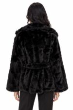 Haina EveLLin din blana ecologica cu cordon deta?abil, Negru, Marime S/M/L - imagine 2