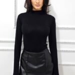 Helanca subtire de dama Lady Liza, cu guler inalt, Negru