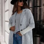 Palton de dama Under Cover, maneca cu panou suprapus si tricot, Gri, Marime S/M