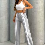 Pantaloni casual de dama ThinK Deep, cu o croiala lejera usor evazata, Gri