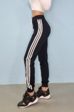 Pantaloni de trening, Confort, cu dungi laterale, Negru - imagine 2