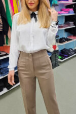 Pantaloni eleganti, ChicMe, cu talie inalta, Bej - imagine 2