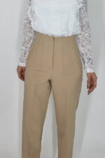 Pantaloni eleganti, ChicMe, cu talie inalta, Crem - imagine 2