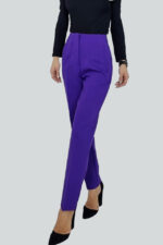 Pantaloni eleganti, ChicMe, cu talie inalta, Mov - imagine 2