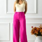 Pantaloni eleganti de dama AVIA, croi larg cu buzunare, Fucsia