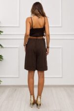 Pantaloni eleganti midi PERYS, cu talie elastica si curea, MARO, Marime S/M - imagine 2