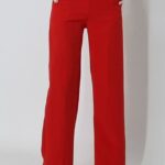 Pantaloni eleganti Palma, cu talie inalta, Rosu