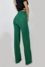 Pantaloni largi Amina, cu snur in talie, Verde - imagine 2