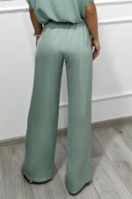 Pantaloni lungi vaporosi LYRA, croi larg cu banda elastica, Vernil - imagine 2