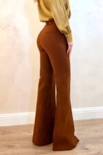 Pantaloni office VELLAR, croiala slim evazat si curea asortata, MARO - imagine 2