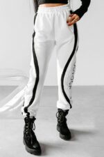 Pantaloni sport de dama VOGA, cu bumbac si buzunare, Alb - imagine 2