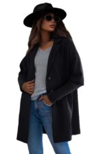 Pardesiu elegant Under Cover, cu maneca tricotata si buzunare decorative, Negru, Marime S/M - imagine 2
