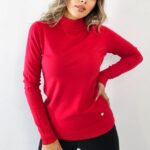 Pulover tip maleta, Rona, din casmir si bumbac, Rosu, Marime S/M