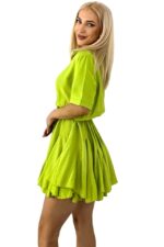 Rochie cu volane Peony Pearl, babydoll si curea inclusa, Verde Olive, Marime S/M - imagine 2