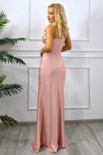 Rochie lunga de seara, Astoria Blink, cu paiete si corset, Roz, Marime S/M - imagine 2
