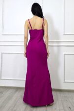 Rochie petrecuta, de seara Serelya, cu dantela si cristale artizanale, Magenta - imagine 2
