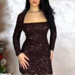 Rochie scurta MARIEL, cu paiete si cupe buretate, MARO, Marime S/M