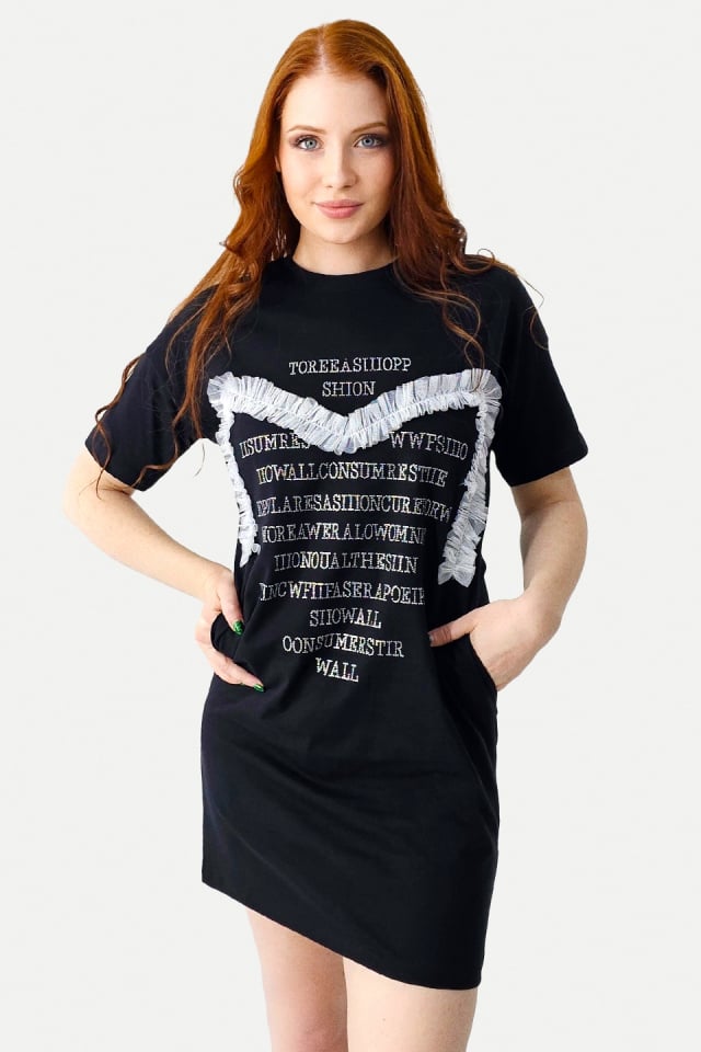 rochie-sport-karolyn-cu-buzunare-si-strasuri-frill-negru45972 Rochie sport Karolyn, cu buzunare si strasuri, Frill Negru - imagine 1