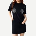 Rochie sport Karolyn, cu buzunare si strasuri, Temptation Negru
