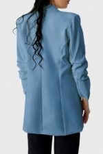 Sacou business BLUMY, cu buzunare decorative, Albastru prafuit, Marime XL/2XL - imagine 2