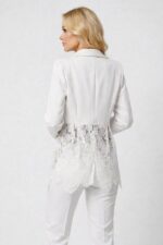 Sacou cambrat, de ocazie, Roselle, cu panou asimetric din dantela, Alb, Marime S/M - imagine 2