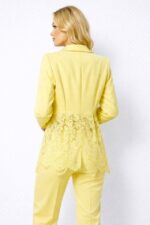 Sacou cambrat, de ocazie, Roselle, cu panou asimetric din dantela, Galben, Marime S/M - imagine 2