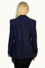 Sacou cambrat Maelis, cu dantela si cusaturi de evidentiere, Bleumarin, Marime S/M - imagine 2
