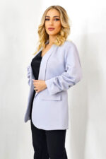 Sacou casual Nora, de lungime medie, Gri, Marime S/M - imagine 2