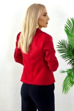 Sacou elegant Gisela, maneca cu fronseu si croi scurt, Rosu - imagine 2