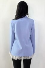 Sacou lung, elegant KISHA Pastel, cu garnituri din dantela, Baby Blue, Marime S/M - imagine 2