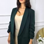 Sacou office Alessia, cu buzunare decorative, Verde inchis, Marime S/M