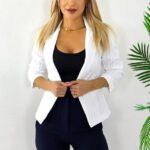 Sacou scurt office KaLyon, cu buzunare decorative, ALB