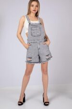 Salopeta din denim Amos boyfriend gri