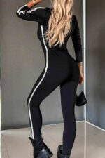 Salopeta modelatoare de dama Kassy, cu dungi si fermoar, Negru - imagine 2
