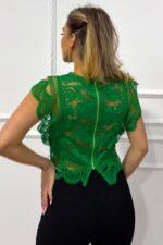 Top elegant din dantela Ryna, cu fermoar la spate si fara maneca, Verde, Marime S/M - imagine 2