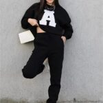 Trening vatuit din bumbac, Adina, Negru