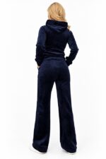 Trening velur Peyton, cu hanorac si pantaloni lejeri, Bleumarin - imagine 2