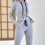 Trening Yuki, cu pantaloni si bluza accesorizate cu fermoare, Gri